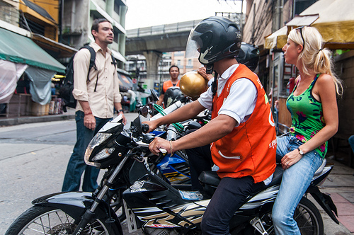 bangkok motorcycle taxi photo