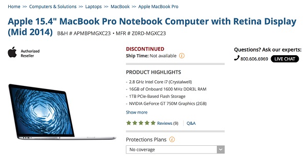 macbook pro retina discontinued