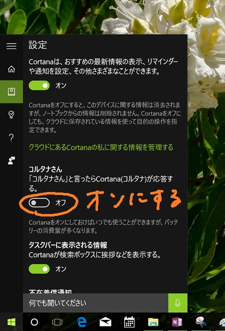 WIndows 10 Cortana - turn on Cortana-san