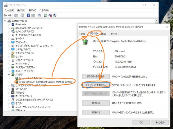 Windows 10 device manager - battery driver property
