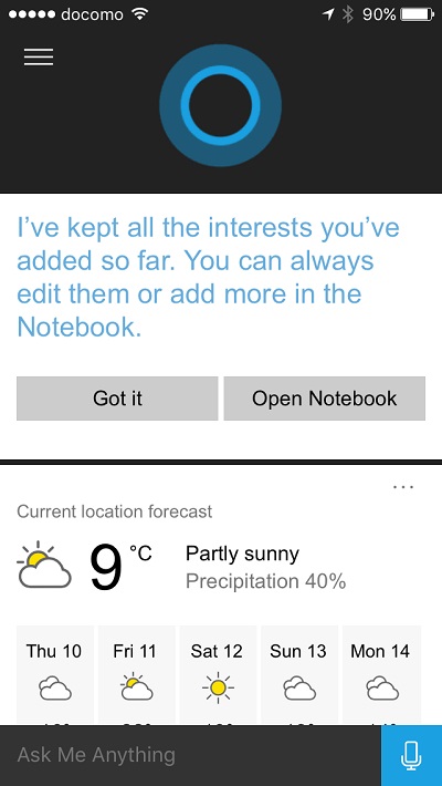 Cortana - change temperature unit 7
