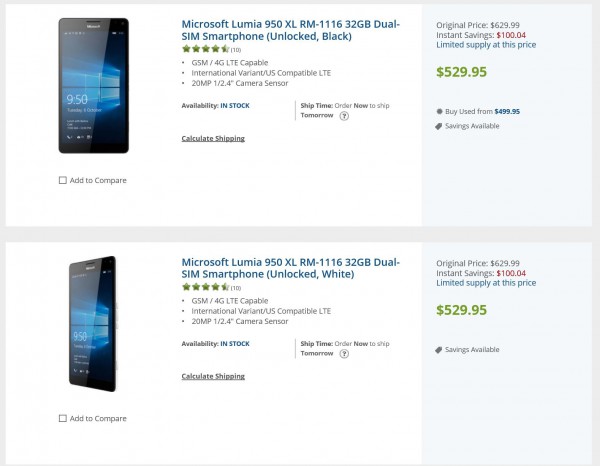 B&H Lumia 950 XL sale