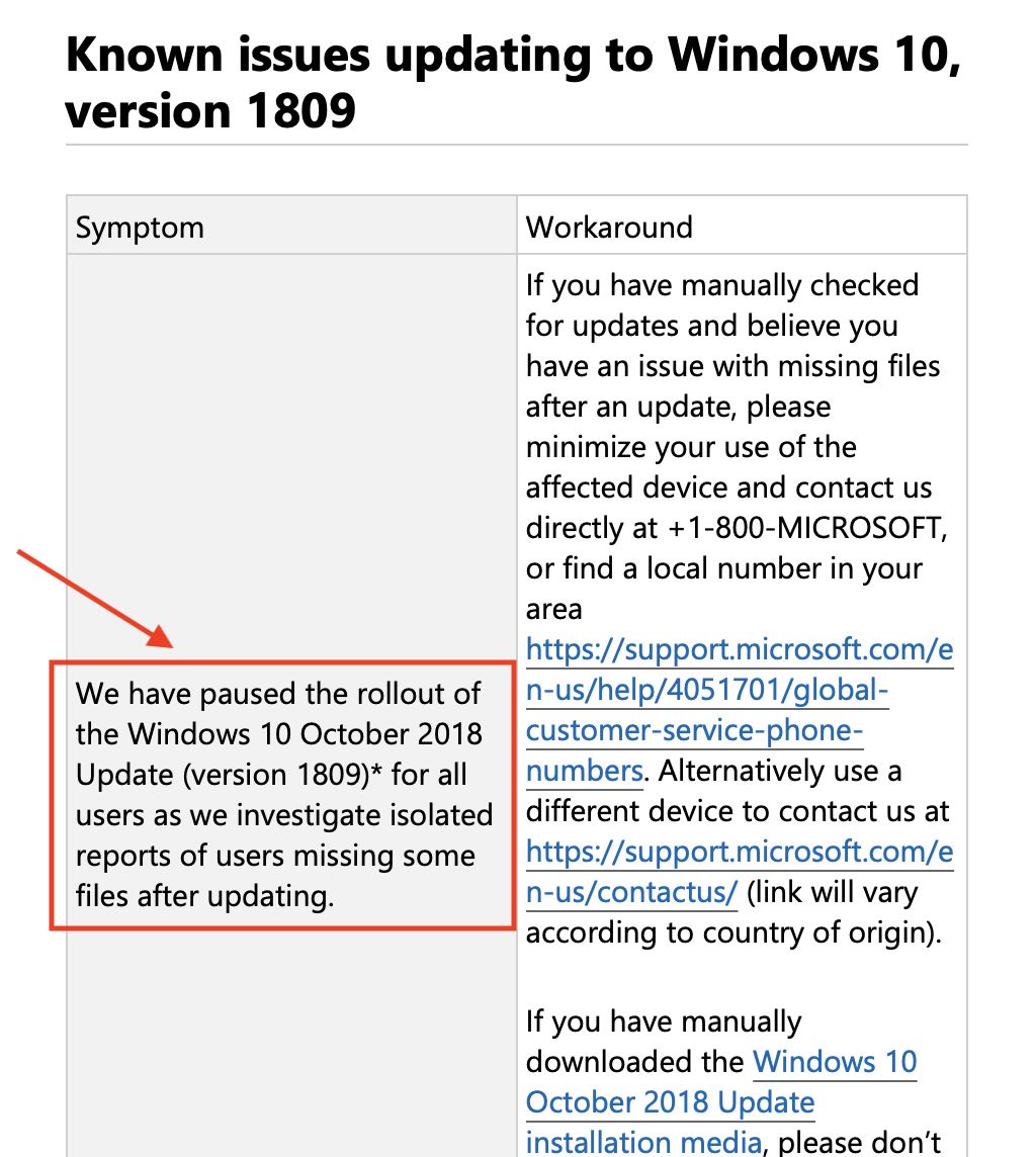 Windows 10 October 2018 Update paused - 1