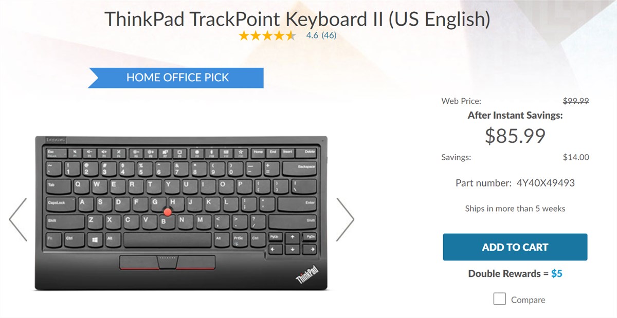ThinkPad TrackPoint Keyboard II price in US