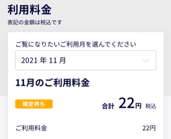 楽天モバイル 11月の利用料/量 - 1